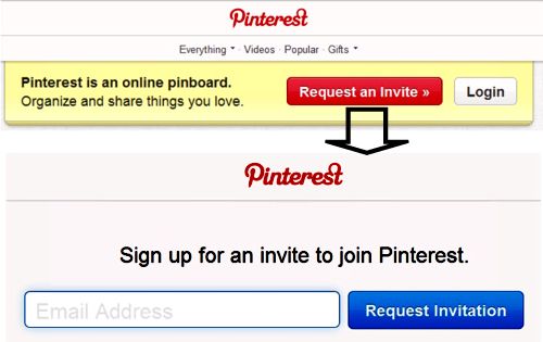Solicitar invitacion a Pinterest