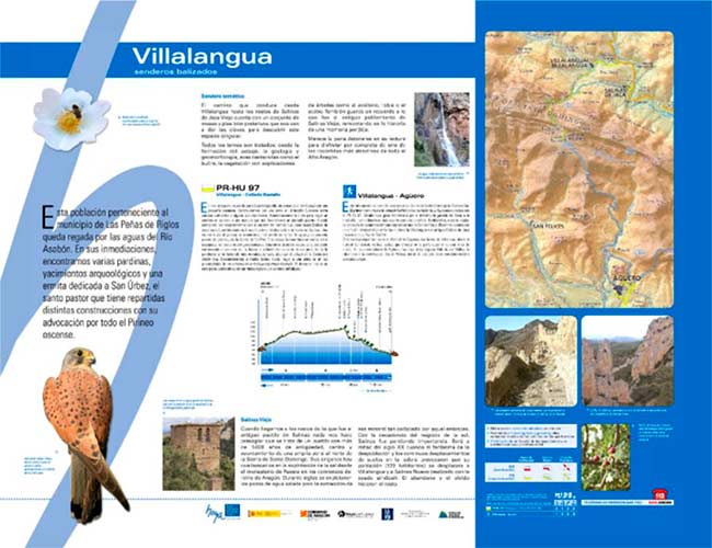 Villalangua. Cartel indicativo del sendero